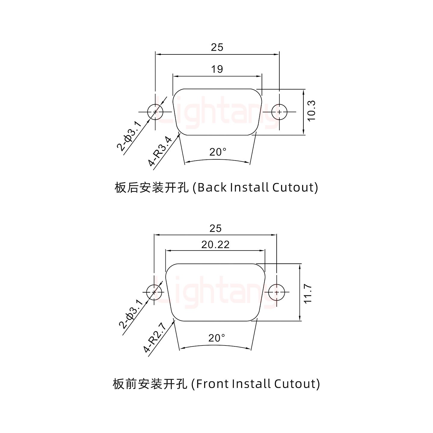 5W1母短體焊線/光孔/大電流30A