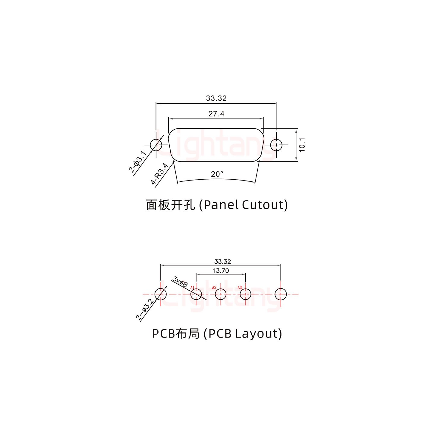 3V3公PCB直插板/鉚魚叉7.0/大電流30A