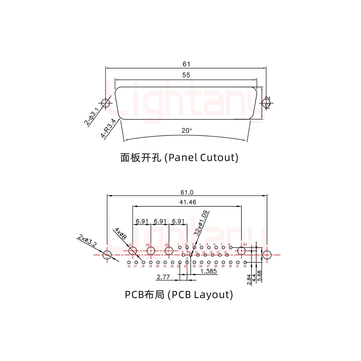 36W4公PCB直插板/鉚魚叉7.0/大電流10A