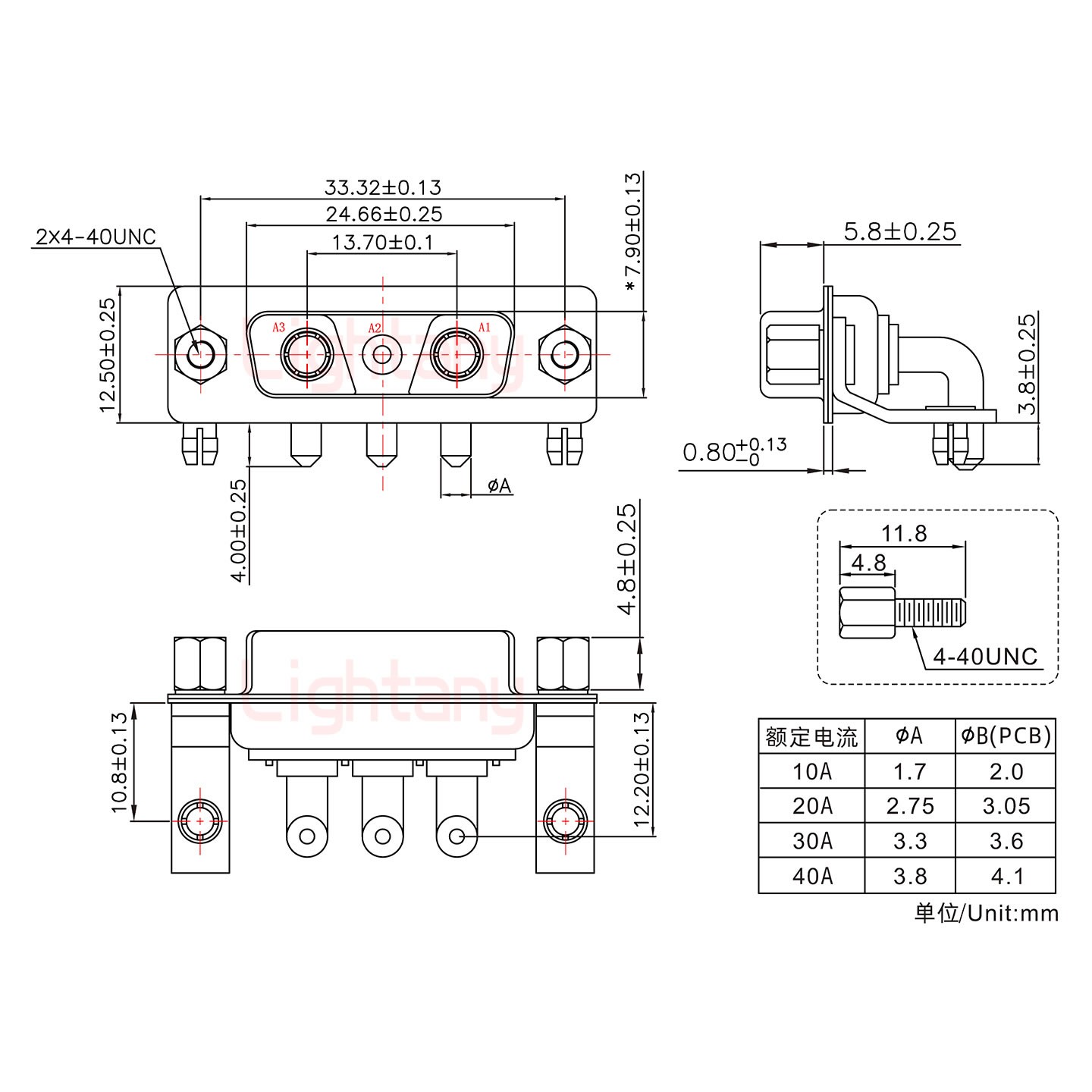 3V3母PCB彎插板/鉚支架10.8/大電流40A