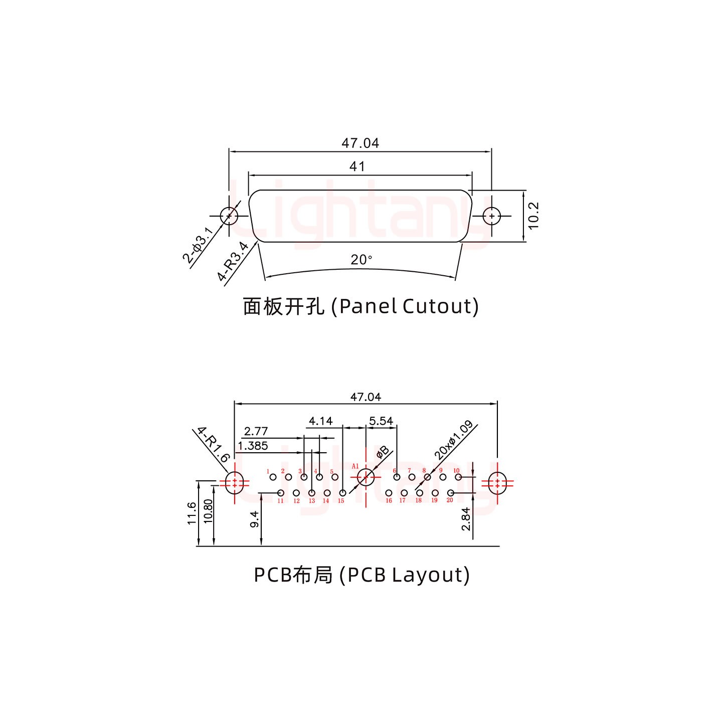 21W1公PCB彎插板/鉚支架11.6/大電流40A