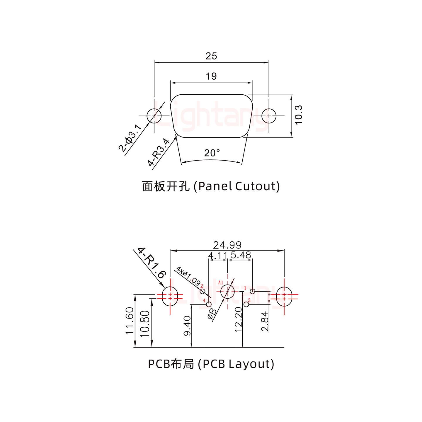 5W1母PCB彎插板/鉚支架11.6/大電流30A