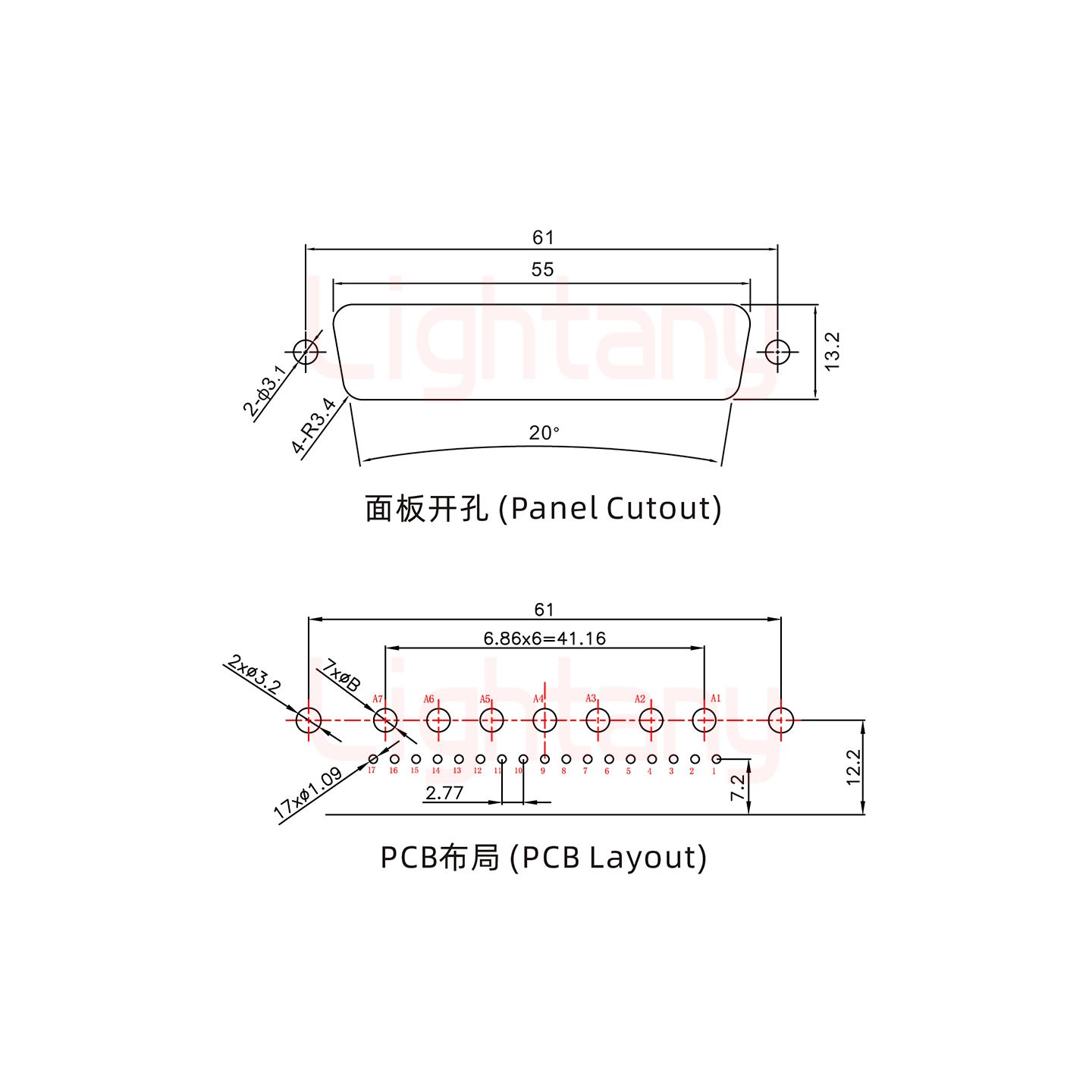 24W7母PCB彎插板/鉚支架12.2/大電流30A