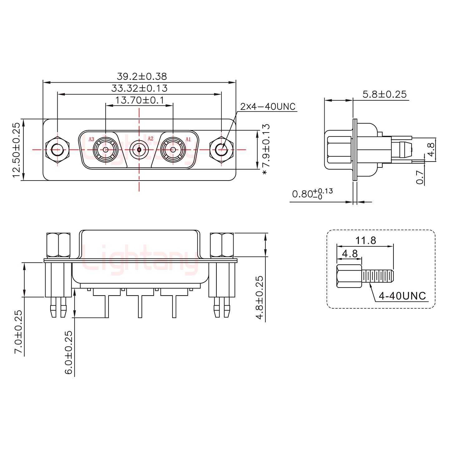 3V3母PCB直插板/鉚魚叉7.0/射頻同軸50歐姆