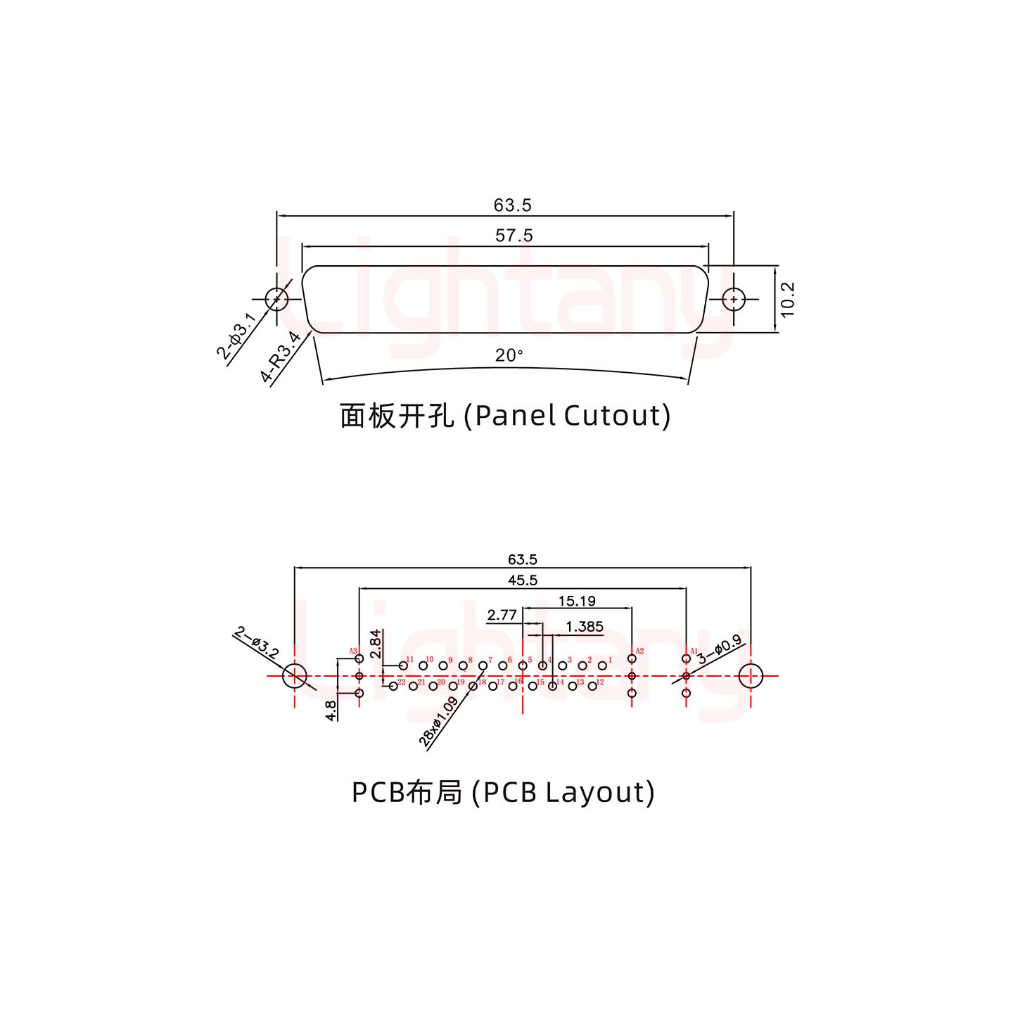 25W3母PCB直插板/鉚魚(yú)叉7.0/射頻同軸50歐姆