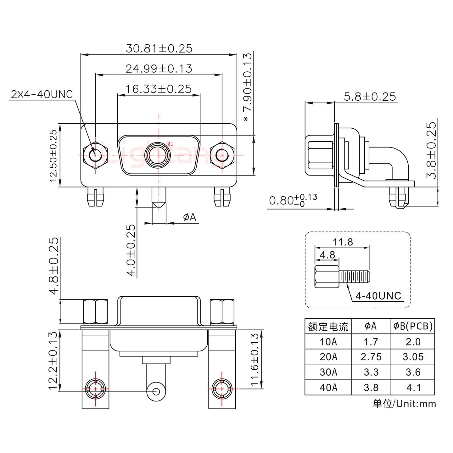 1W1母PCB彎插板/鉚支架11.6/大電流10A