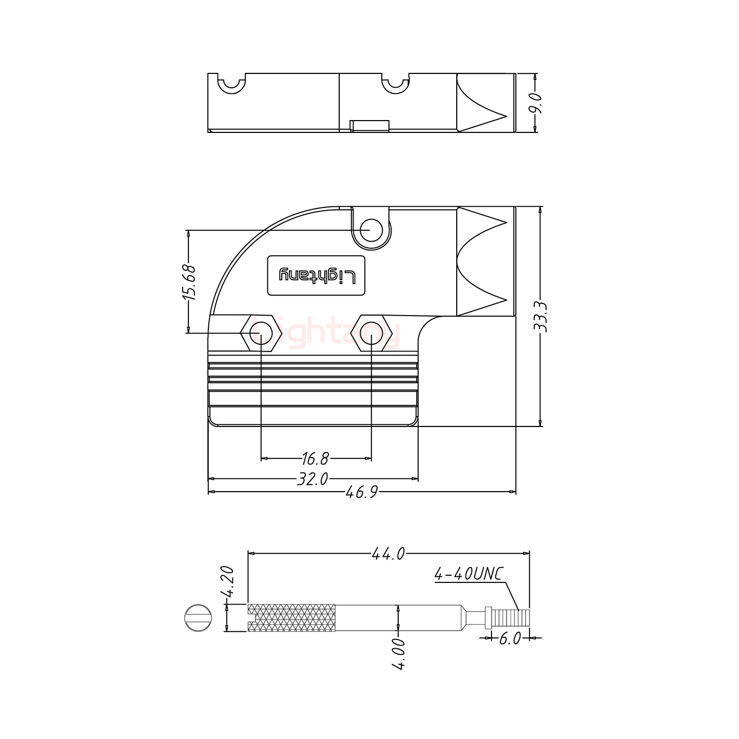 2V2母短體焊線40A+9P金屬外殼424彎出線4~12mm