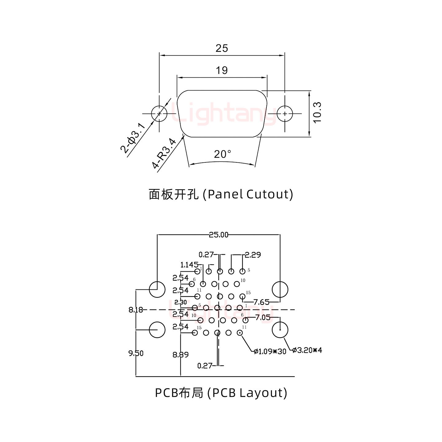 HDR15 上公下母 間距19.05車針雙胞胎 D-SUB連接器