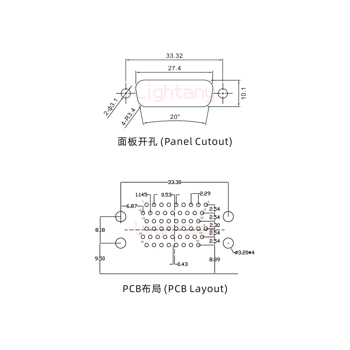 HDR26 公對(duì)公間距19.05車(chē)針雙胞胎 D-SUB連接器