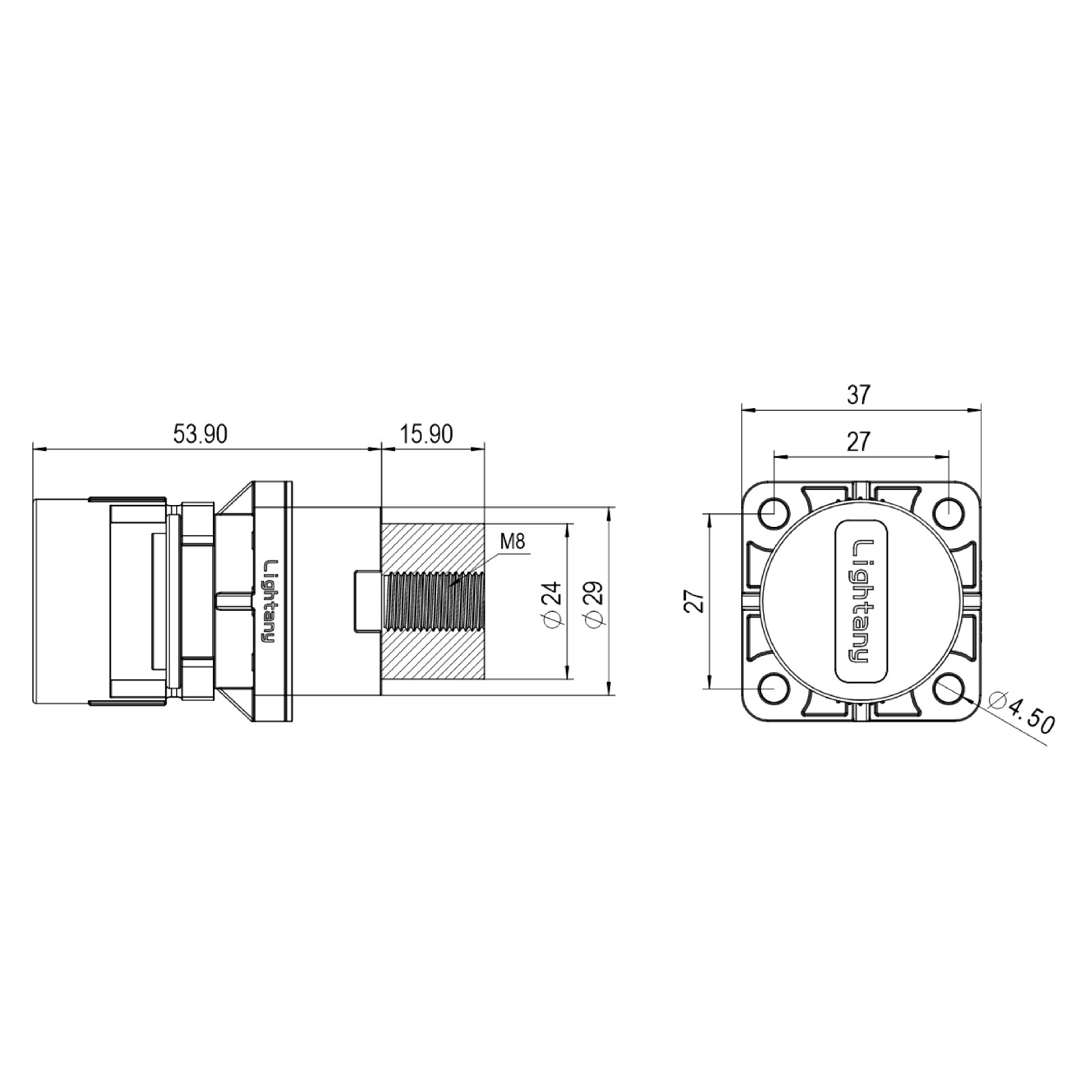 LTC1020SI-M1YL內(nèi)螺紋穿墻插座 100/150/200A 橘黃