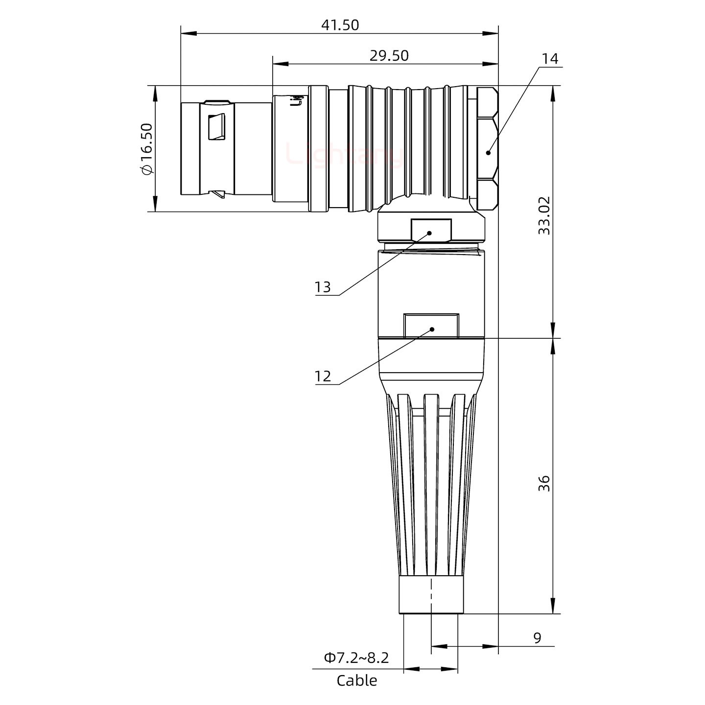 FHG.2B.002.CLAD82Z推拉自鎖帶護(hù)套彎式插頭