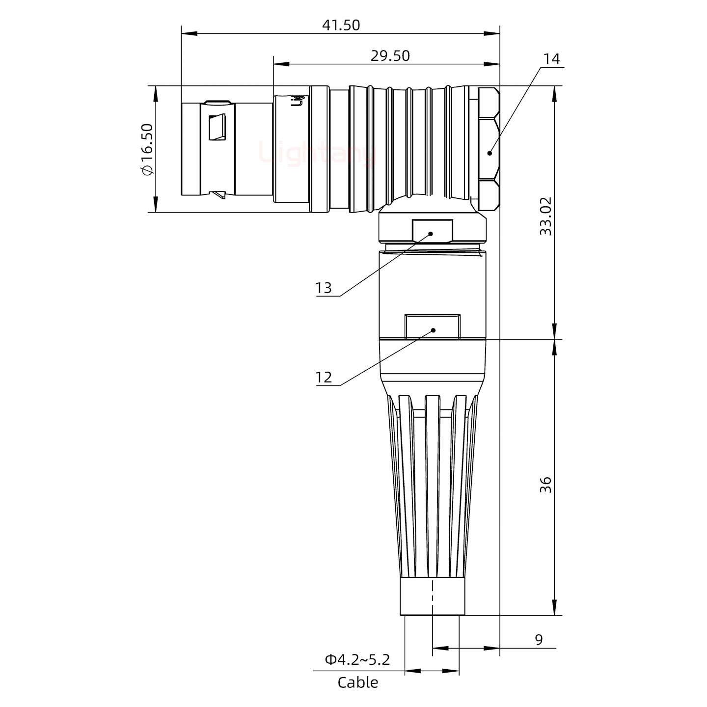 FHG.2B.005.CLAD52Z推拉自鎖帶護(hù)套彎式插頭