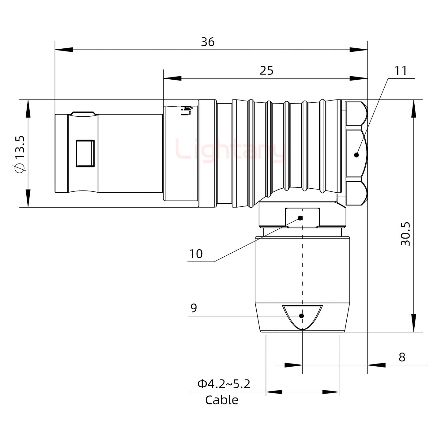 FHG.1B.016.CLAD52推拉自鎖彎式插頭