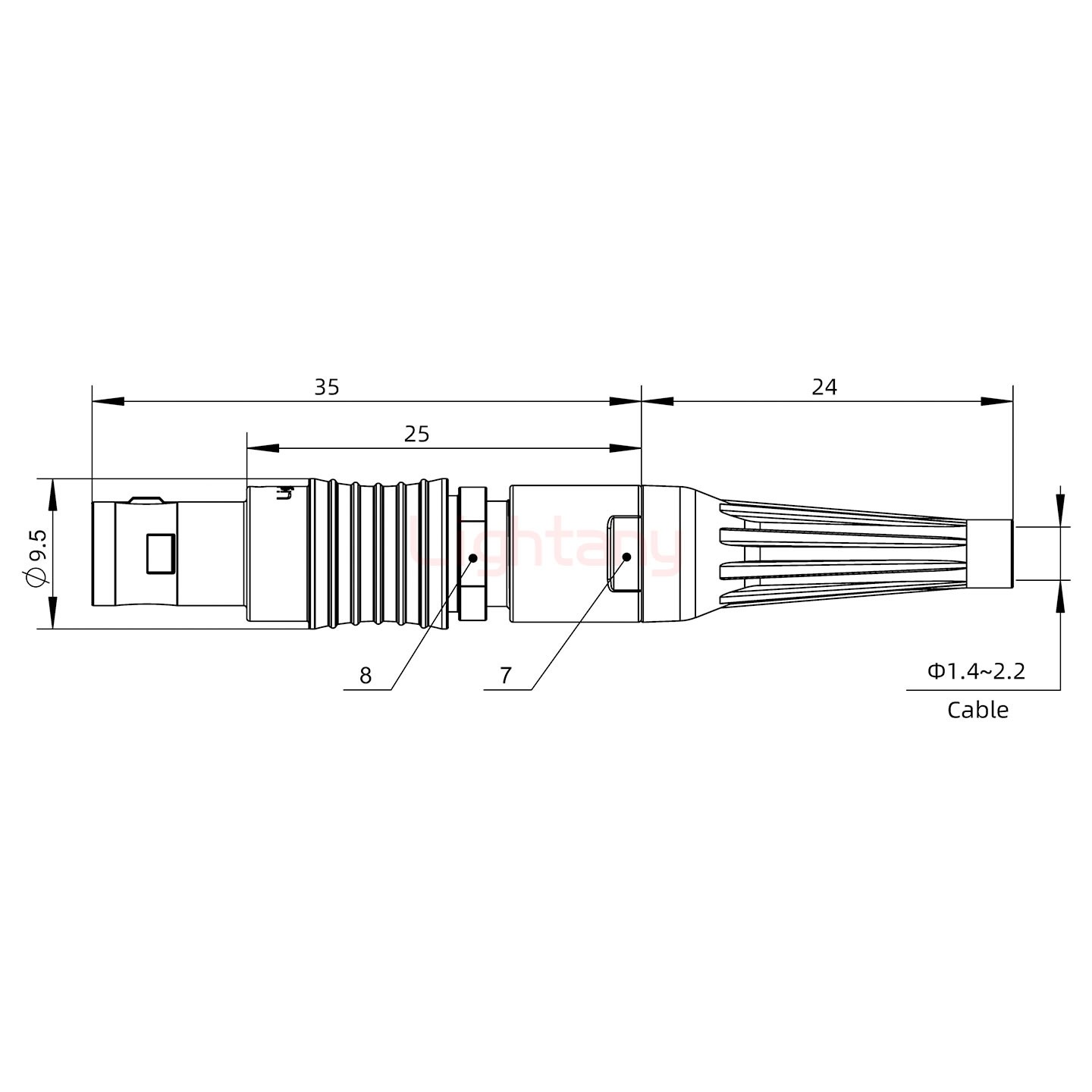 FGG.0B.005.CLAD21Z帶護套直式插頭