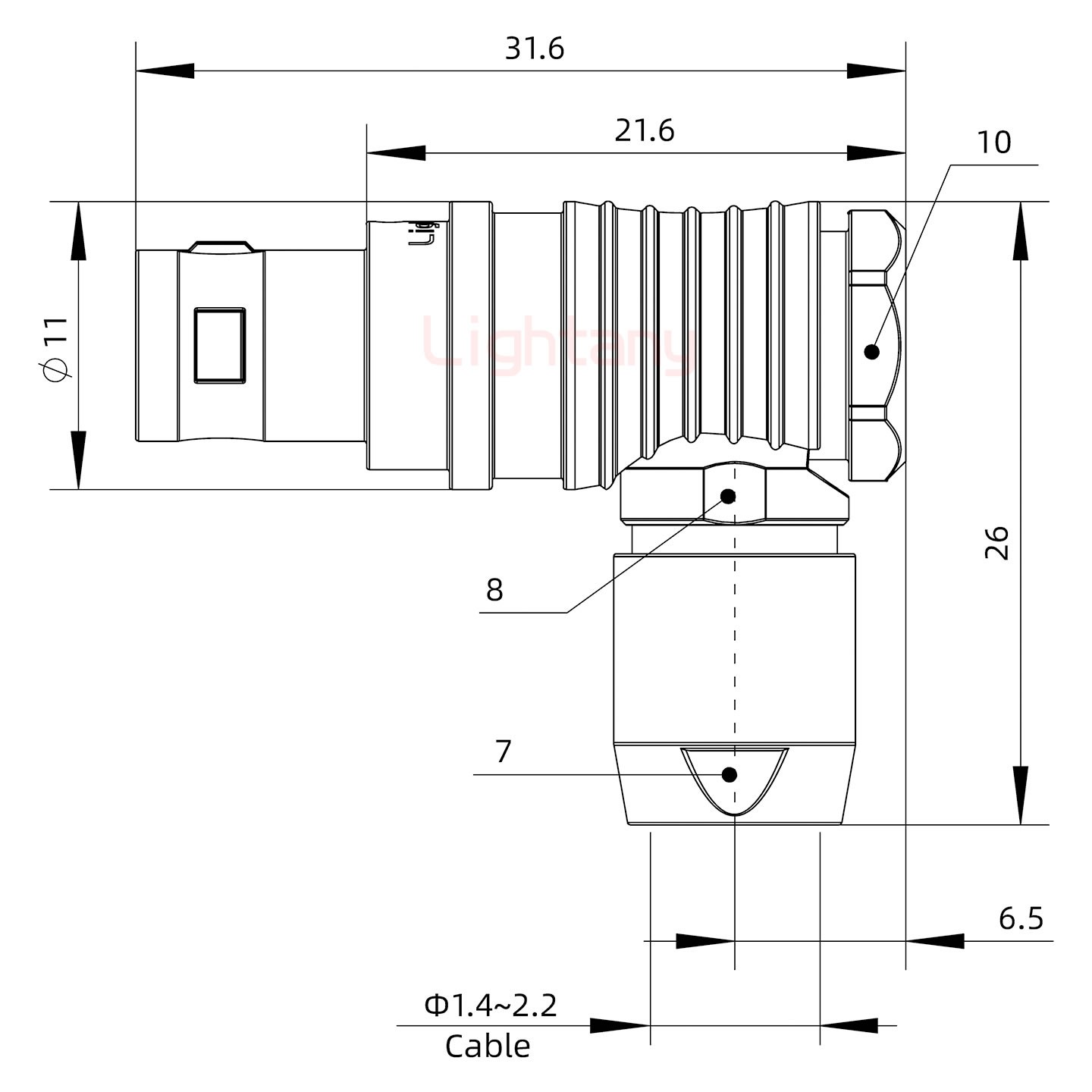 FHG.0B.006.CLAD21推拉自鎖彎式插頭