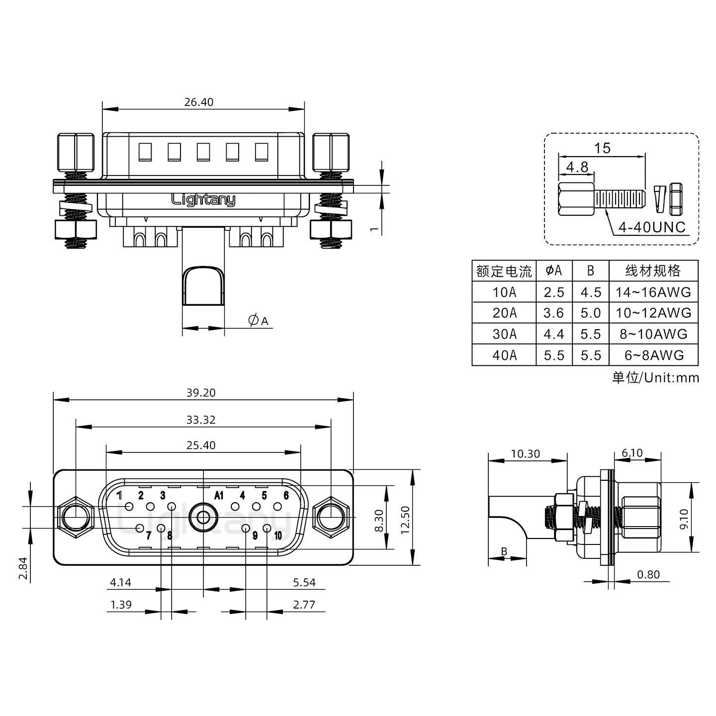 11W1公焊線式/鎖螺絲螺母+防水墊片/大電流40A