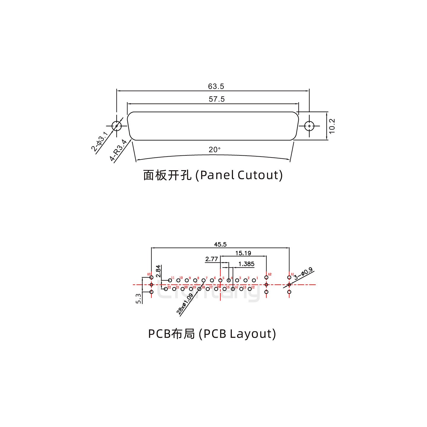 防水25W3母直插板/鎖螺絲/射頻同軸50歐姆