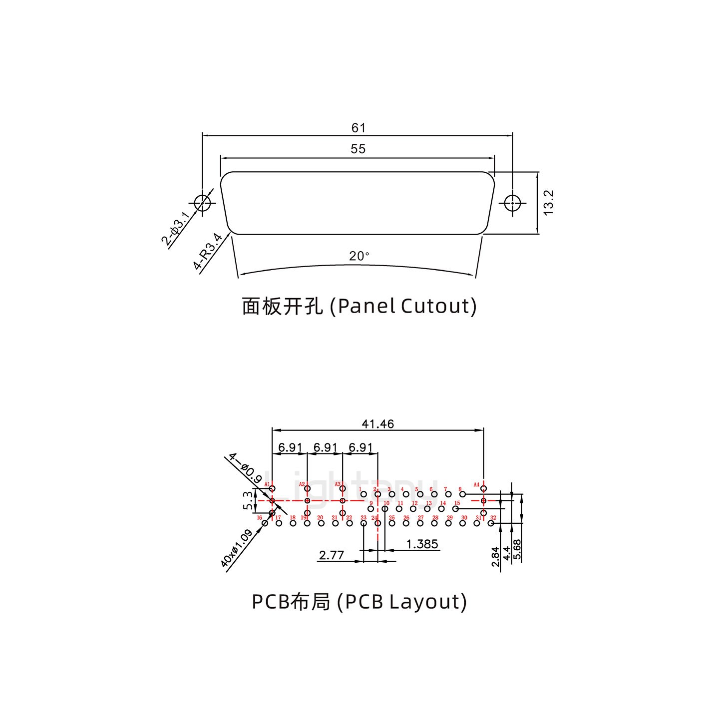 防水36W4母直插板/鎖螺絲/射頻同軸50歐姆