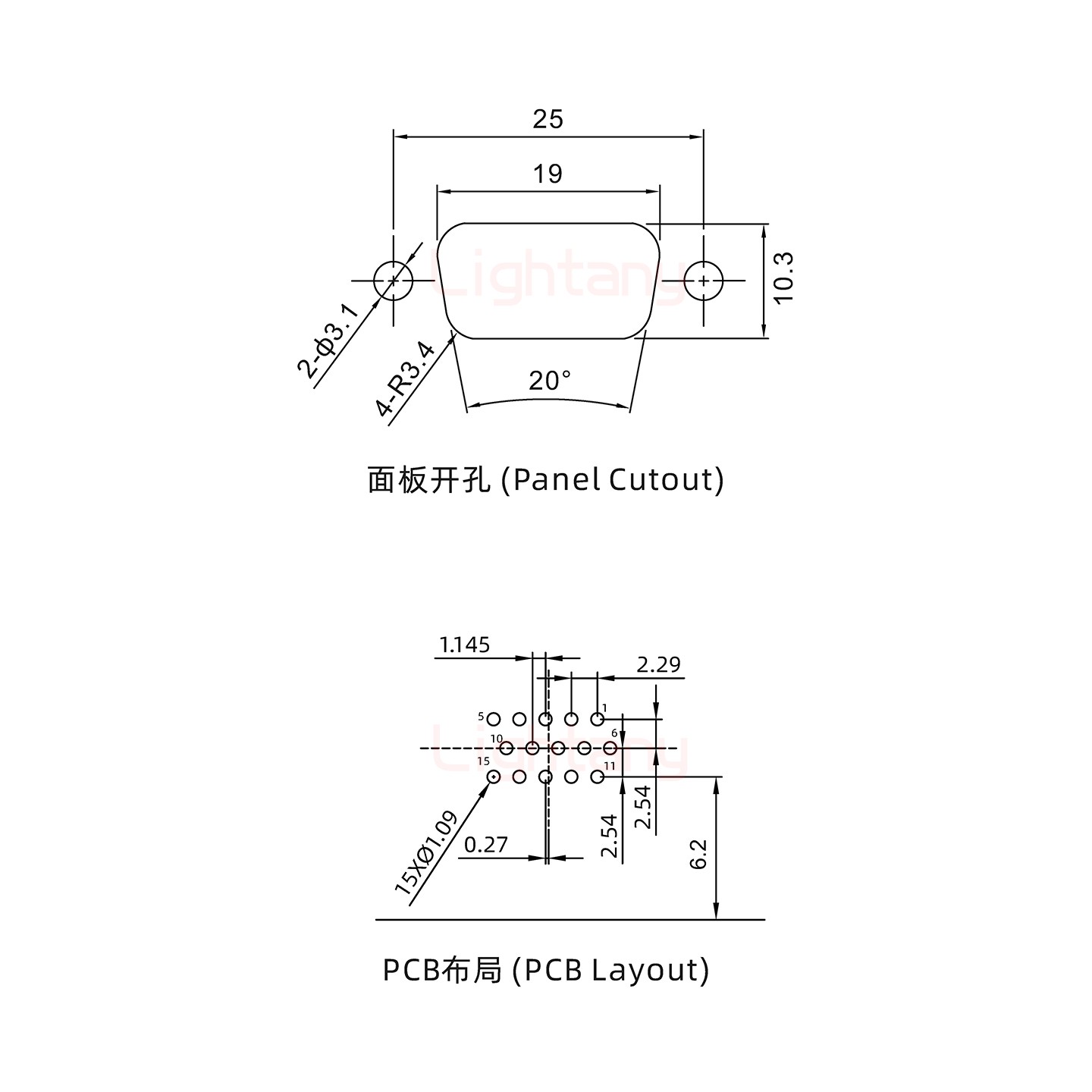 防水HDR15 母 彎插板 鎖螺絲 車(chē)針