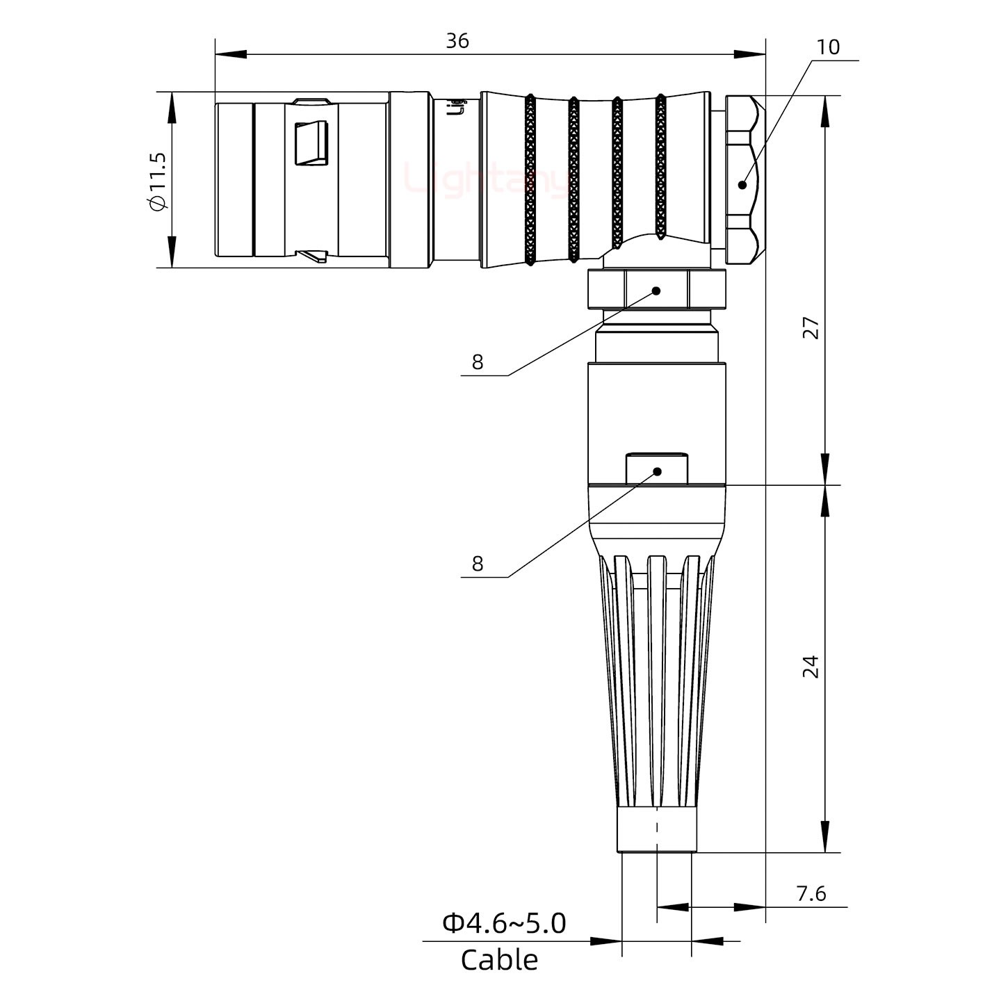 FHG.0K.005.CLAC50Z推拉自鎖帶護(hù)套彎式插頭