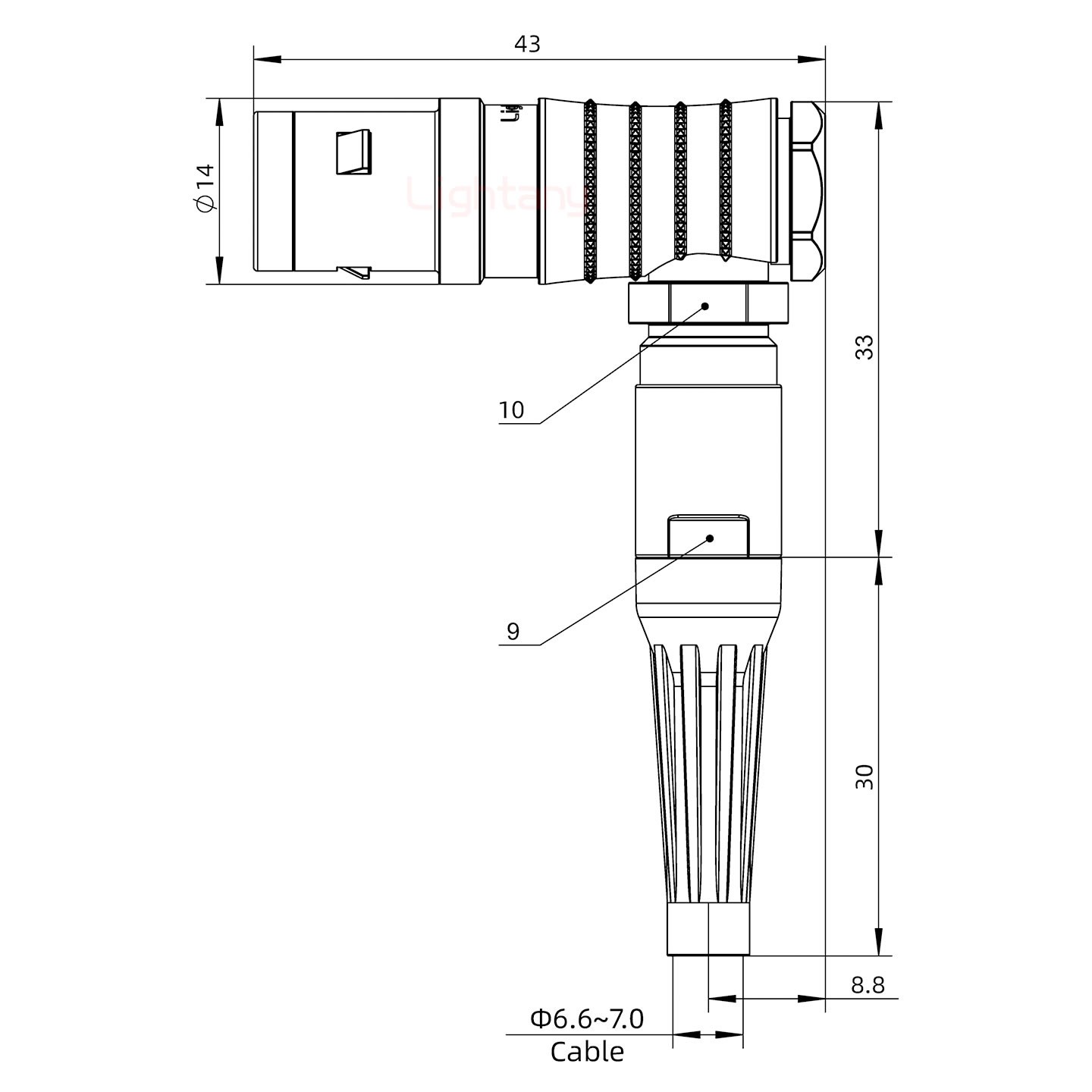 FHG.1K.002.CLAK70Z推拉自鎖帶護(hù)套彎式插頭