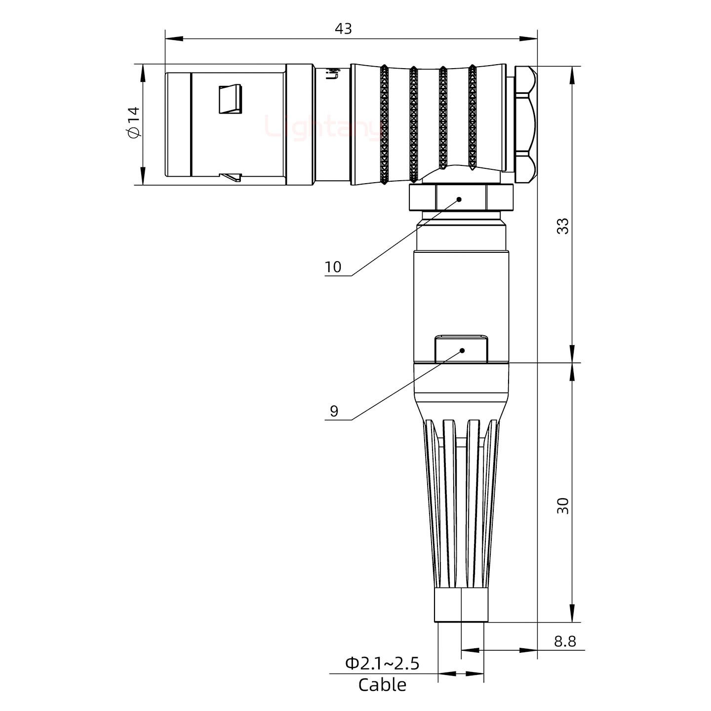 FHG.1K.004.CLAC25Z推拉自鎖帶護(hù)套彎式插頭