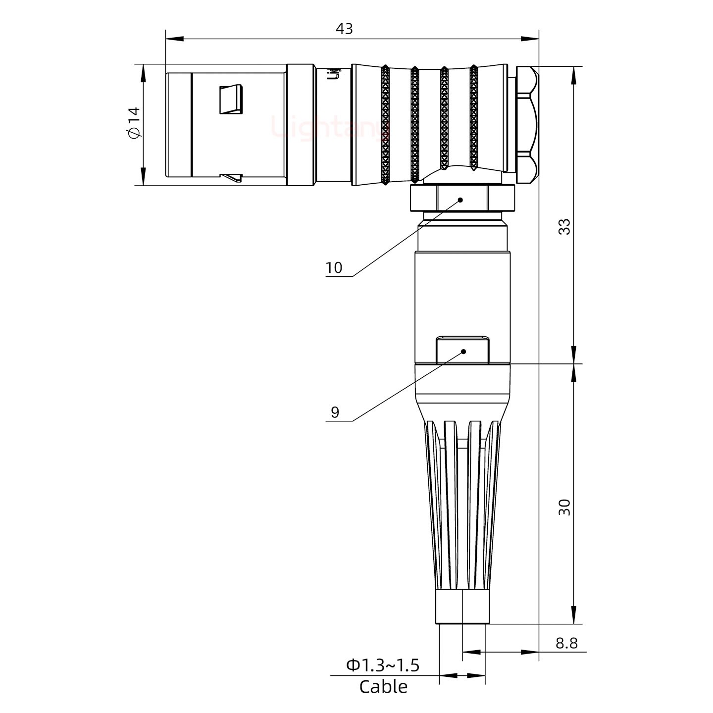 FHG.1K.006.CLAC15Z推拉自鎖帶護套彎式插頭